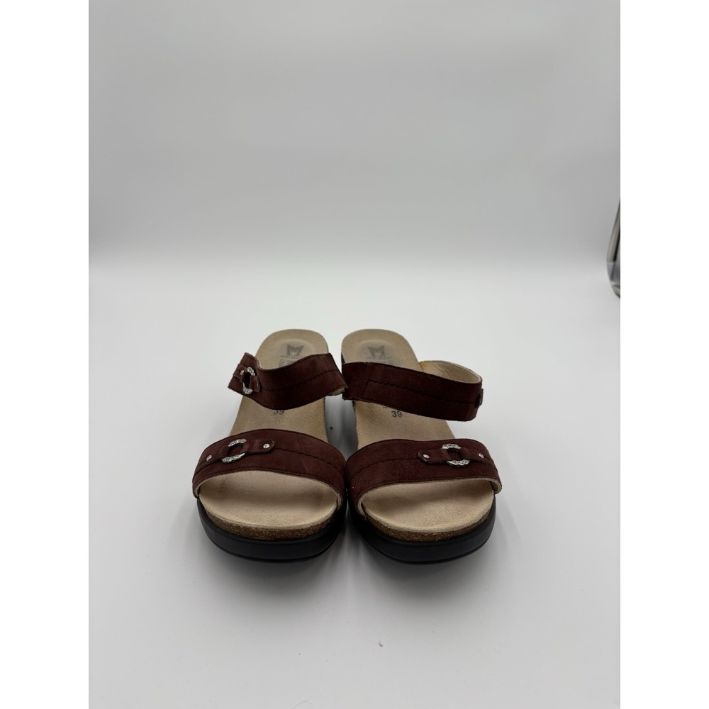 Mephisto Sandals Womens Size 39 Brown Leather Comfort Wedge Slide Shoes